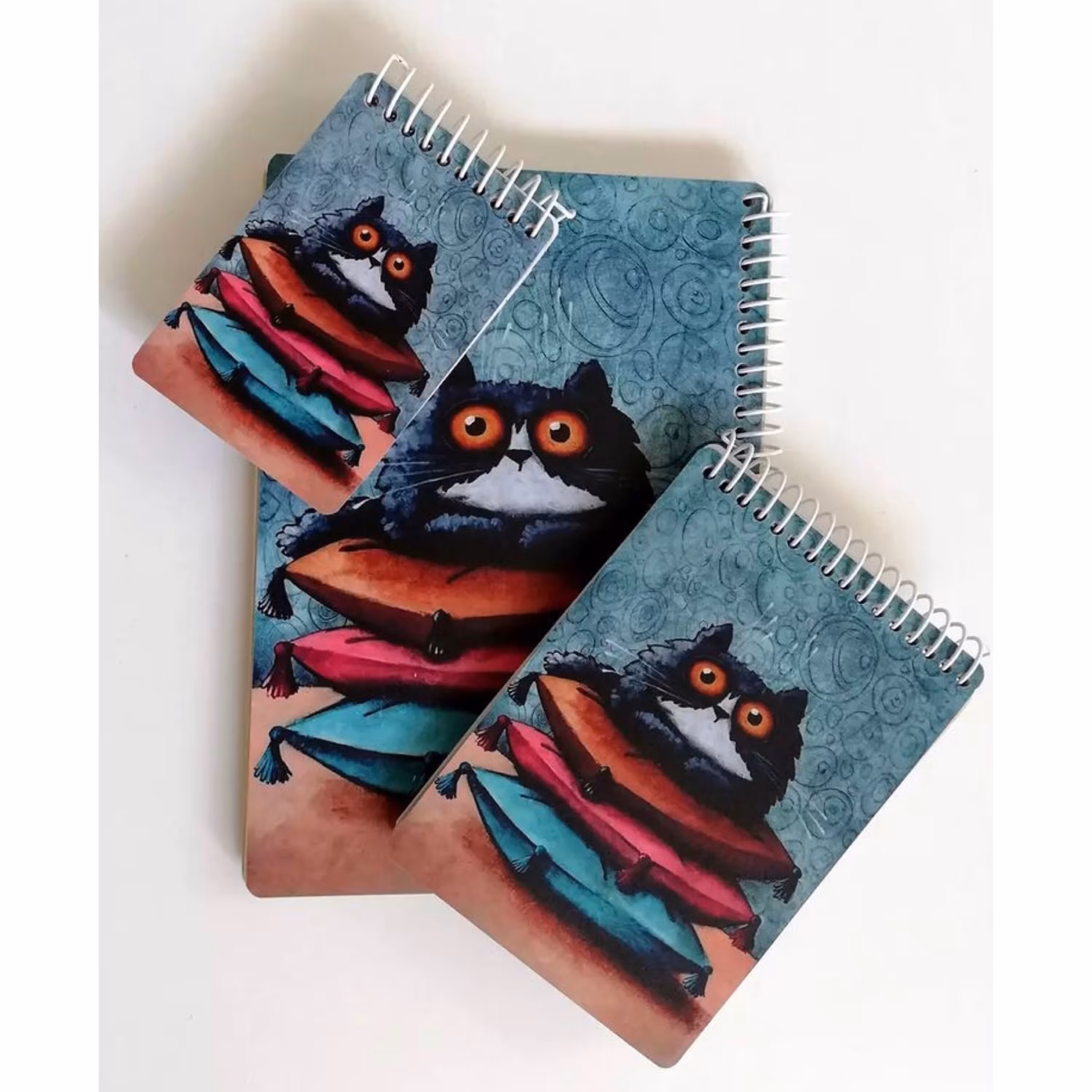 ست سه عددی دفترچه طراحی کرافت طرح گربه و بالشت 