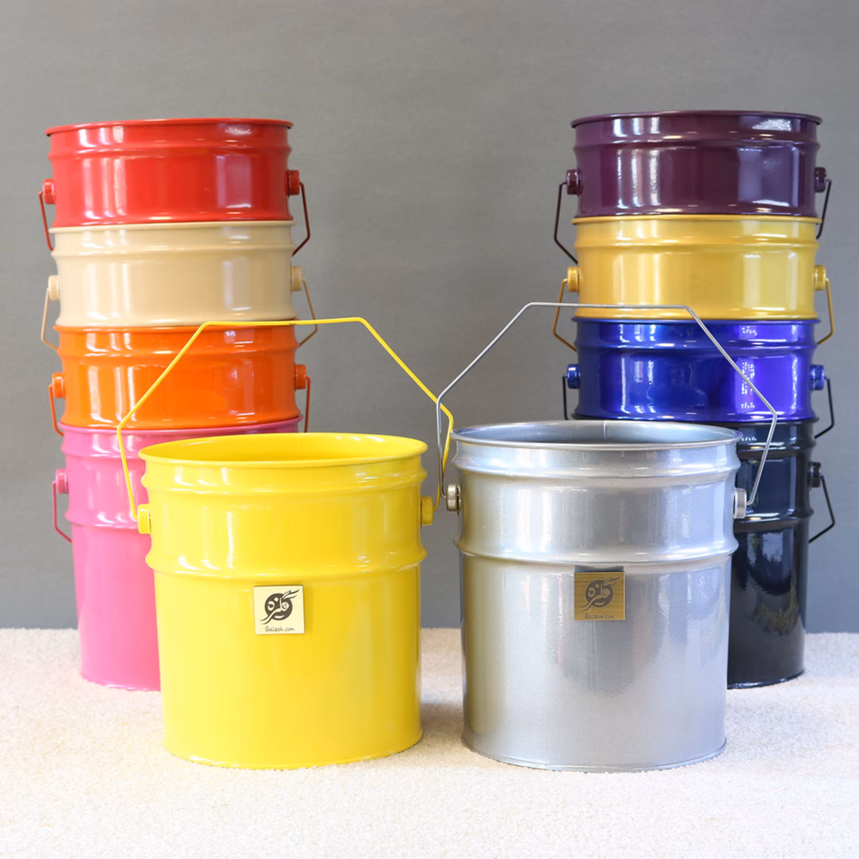 گلدان فلزی سطلی سایز 20 - رنگ معمولی