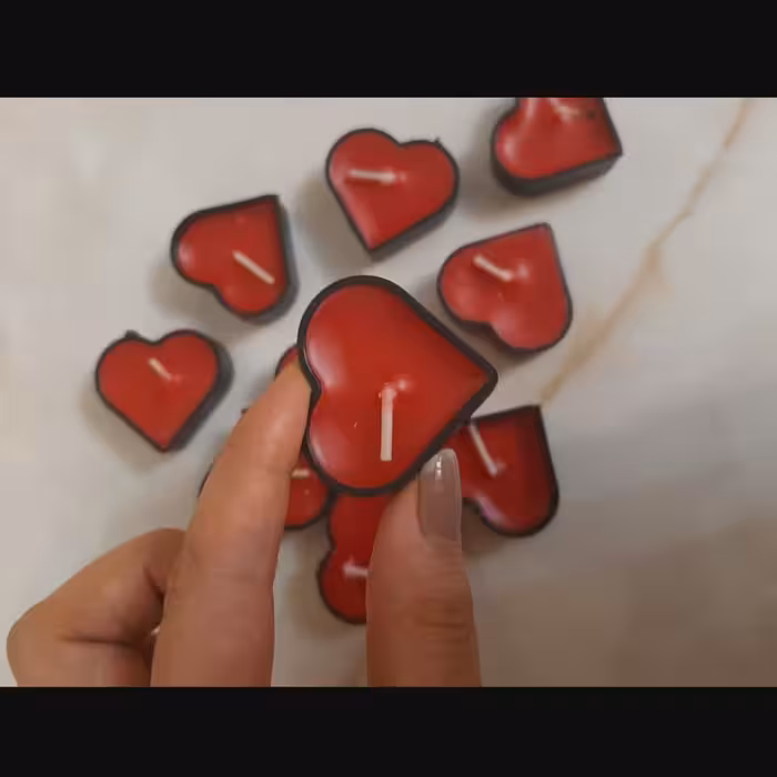 بسته 10 عددی شمع قلبی شمع قلب قرمز کیفیت بالا شمع خوشرنگ شمع قرمز  شمع دکوری