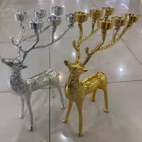 ست شمعدان گوزنی 6شعله آلومینیوم با آبکاری سوپر براق 