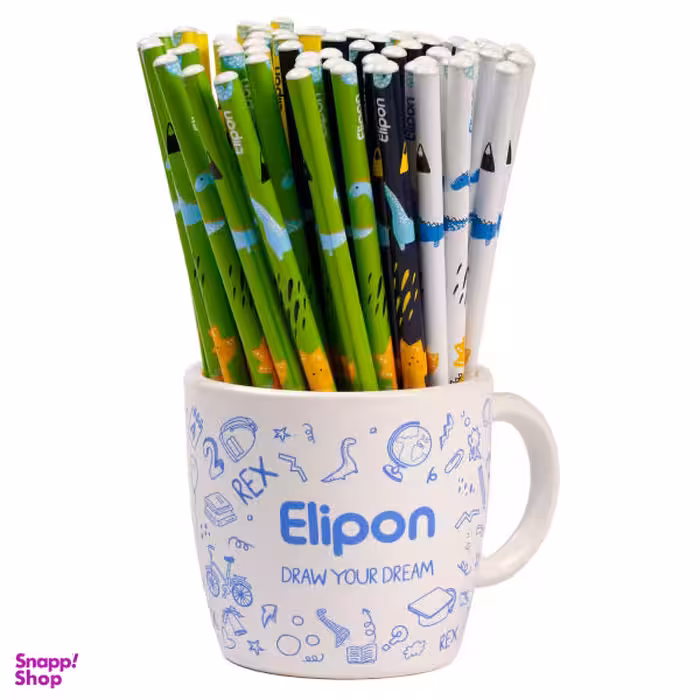 مداد مشکی الیپون (Elipone) فانتزی گرد ماگ کد 8101113 بسته 72 عددی