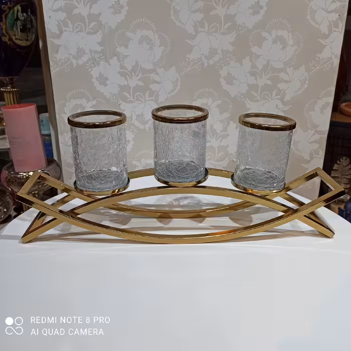 شمعدانی شمعدانی سه شعله شمعدانی فلزی لاله آبگز