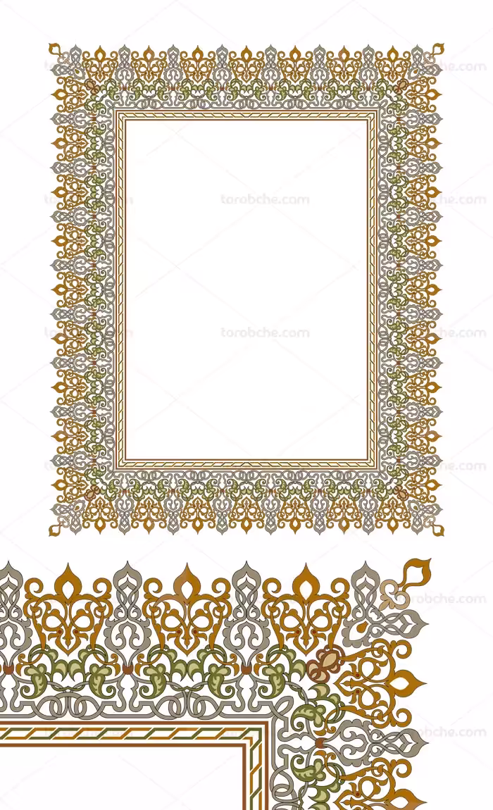 وکتور طرح کادر و حاشیه سنتی تذهیب - گرافیک با طعم تربچه