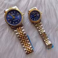 ست ساعت مچی رولکس زنانه و مردانه آبی دورنگ