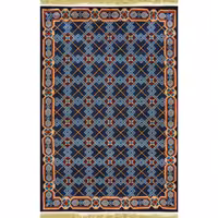 گلیم ماشینی افرند کد 9910 زمینه سرمه ای (چهار متری)