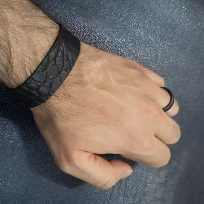 دستبند طرح کروکودیل مشکی اسپرت - چرم طبیعی - مردانه و زنانه