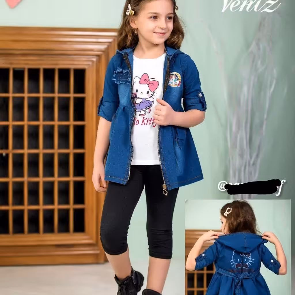 مانتو نقلی دخترانه دو تکه لی سایز2تا3ساله