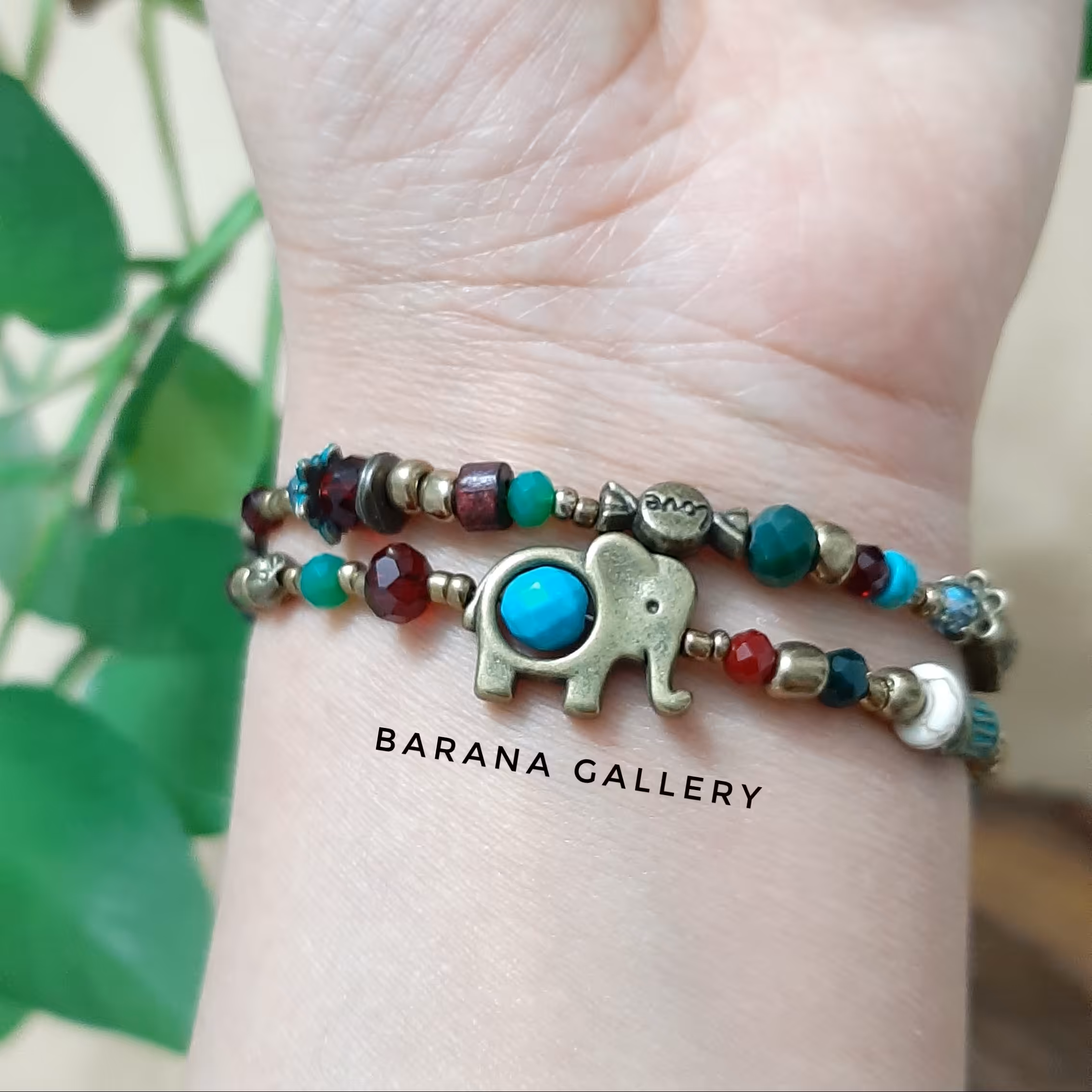 دستبند دورپیچ سنتی آبی سبز قرمز