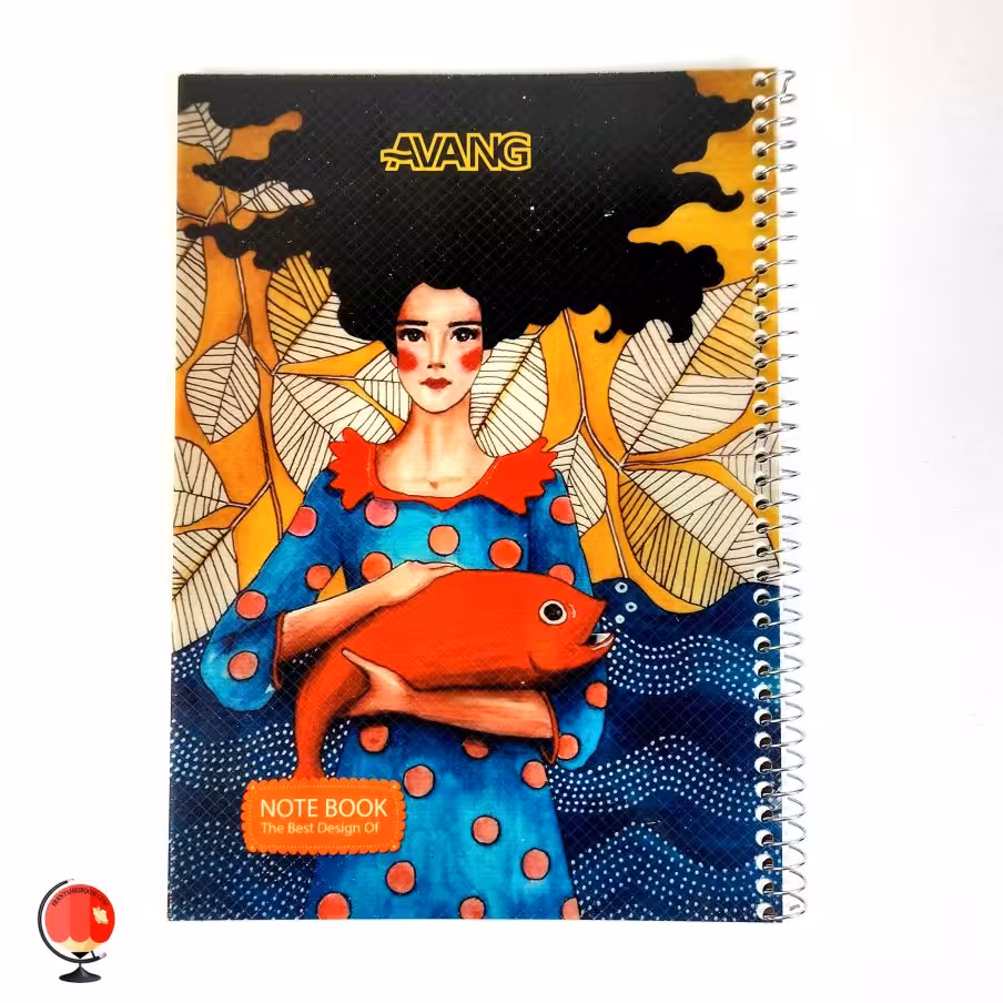 دفتر زبان سیمی دو خط 50 برگ طرح ماهی قرمز آونگ