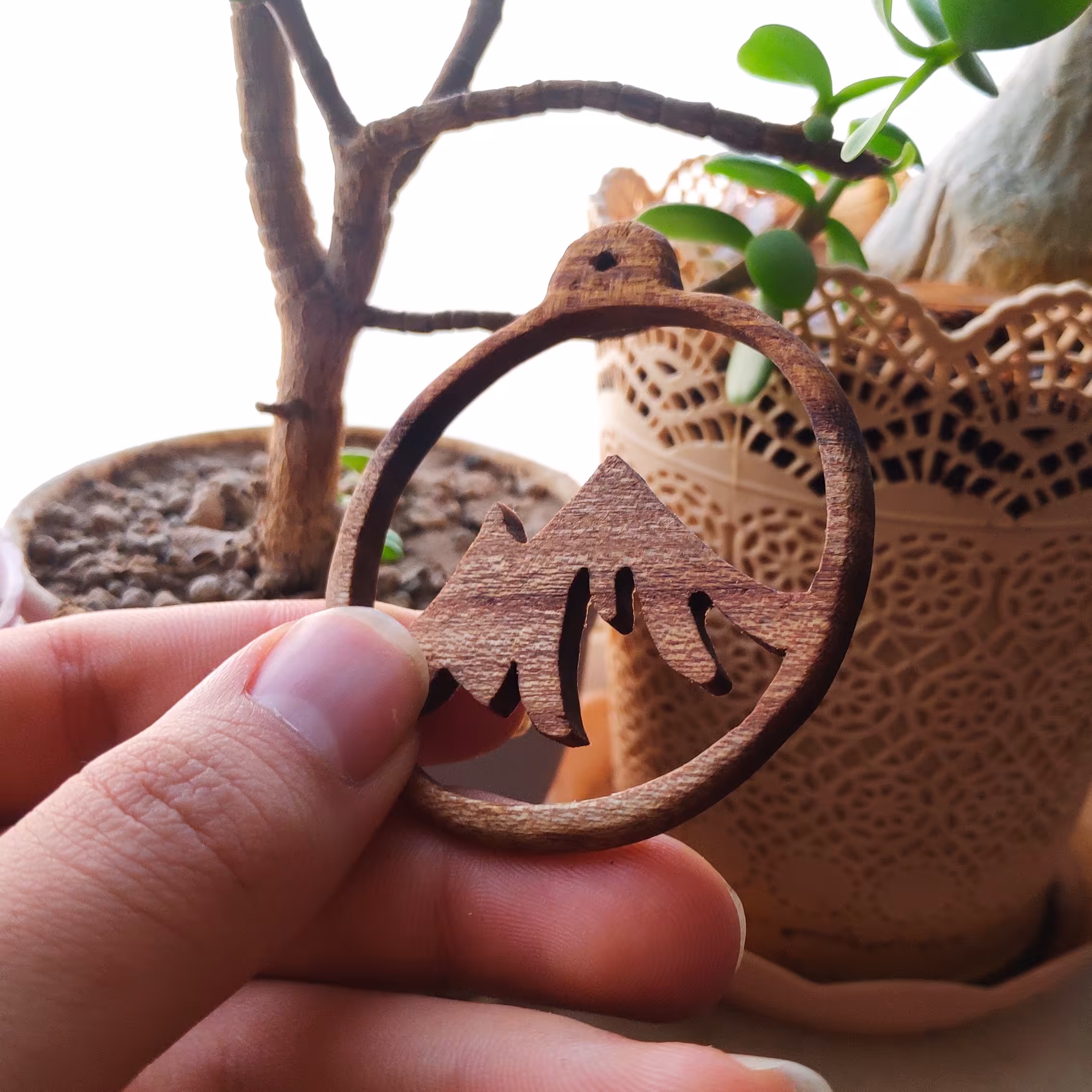 پلاک چوبی قله کوه بسیار زیبا