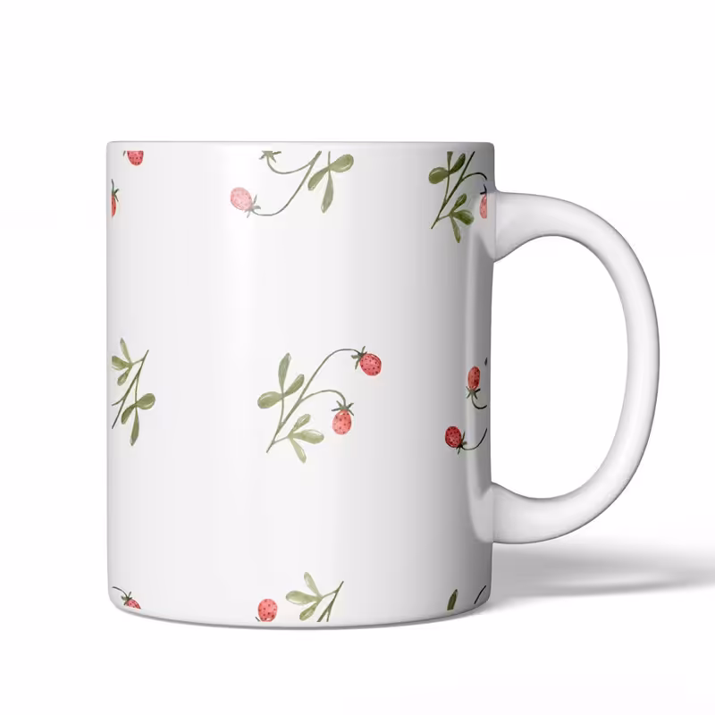 ماگ مدل بوته ی توت فرنگی