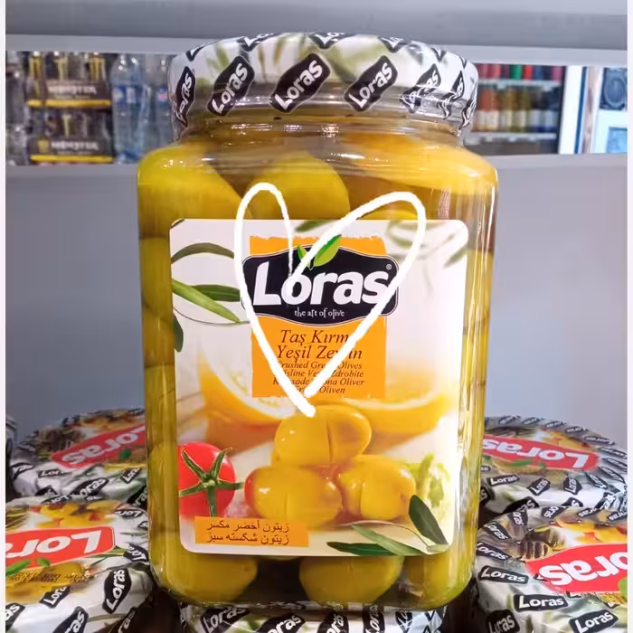 زیتون سبز شکسته درشت لوراس 900گرم خالص ترکیه | amazonchi