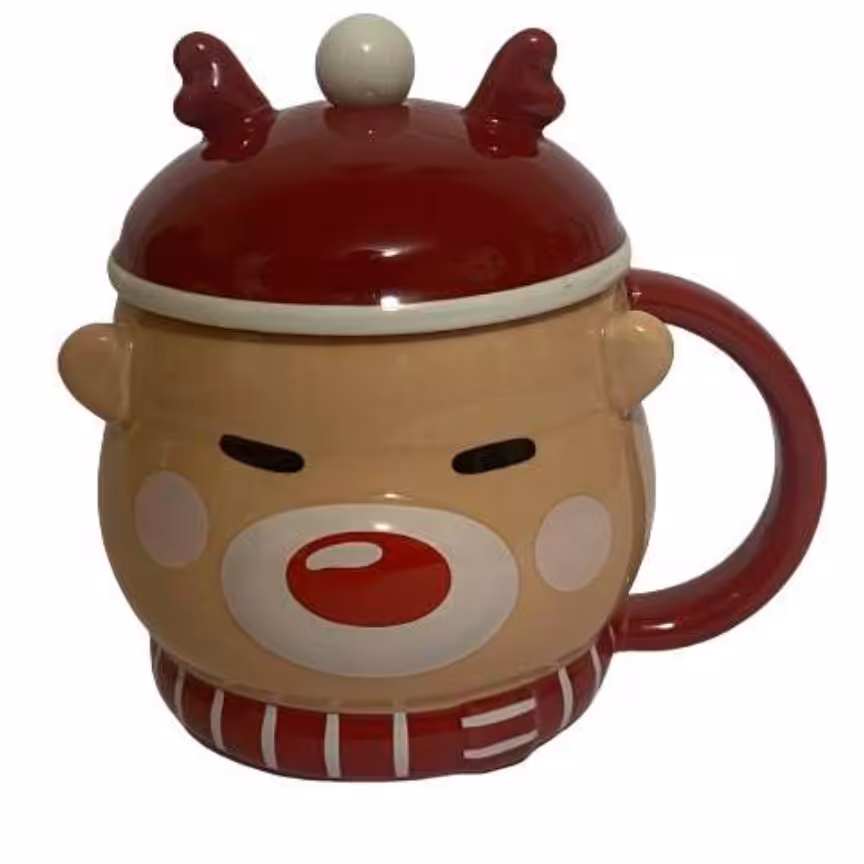 ماگ سرامیکی طرح گوزن کد 2 رنگ کرم