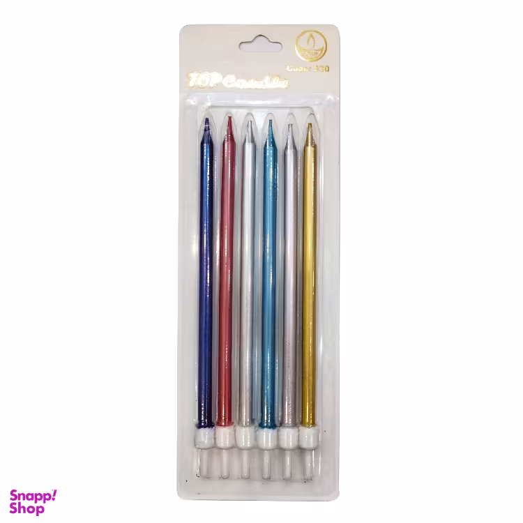 شمع تولد مدل مدادی چند رنگ مجموعه 6 عددی