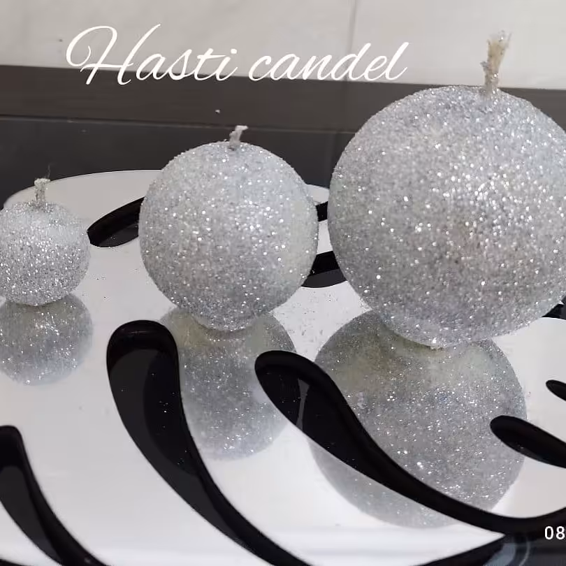 شمع کره اکلیلی رنگ نقره ای در سه سایز مختلف