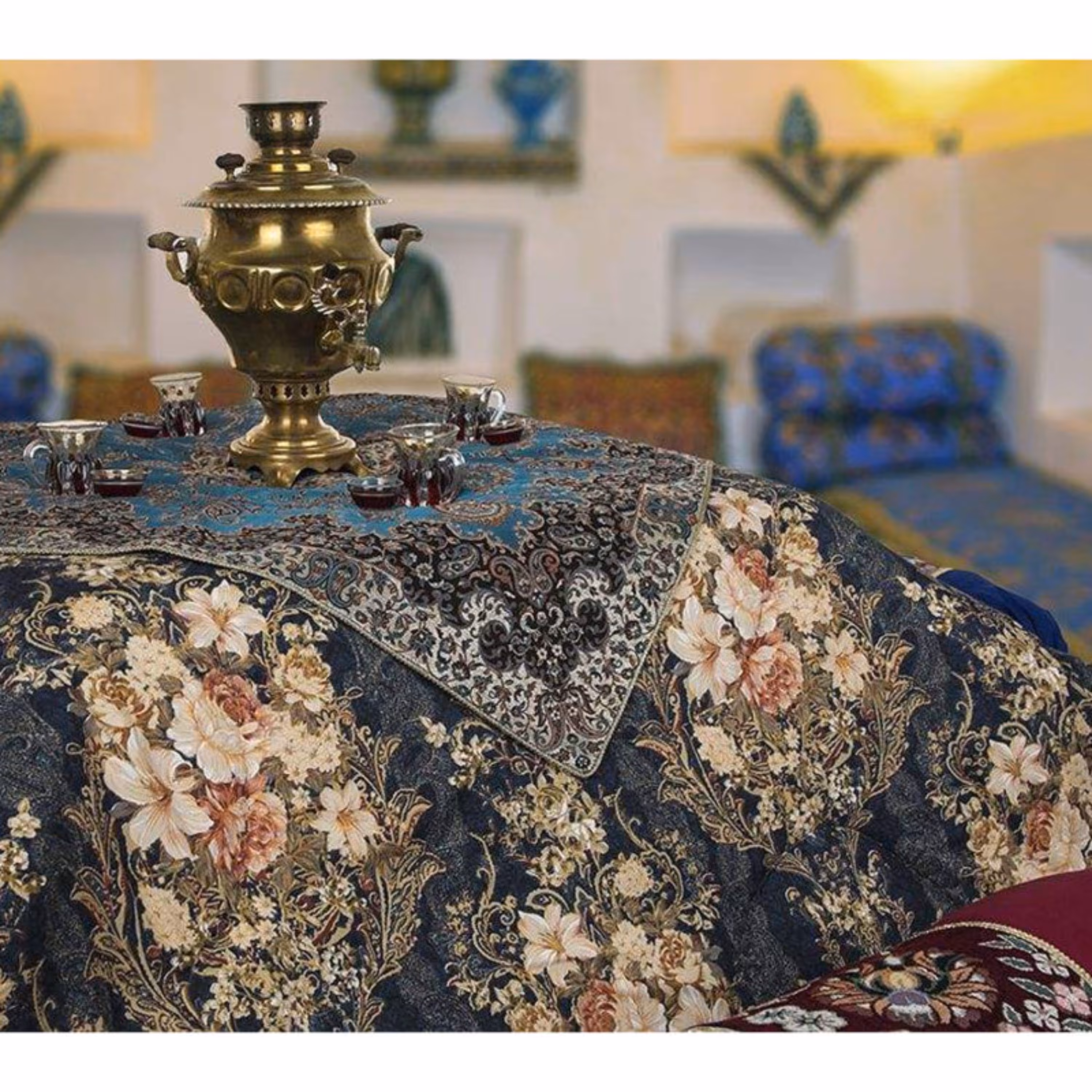 لحاف کرسی مدل گل سایز 400x400 سانتی متر