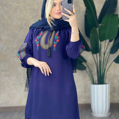 مانتو اسپرت زنانه نخی بدون ابرفت رنگدهی مدل شومیزگلدوزی