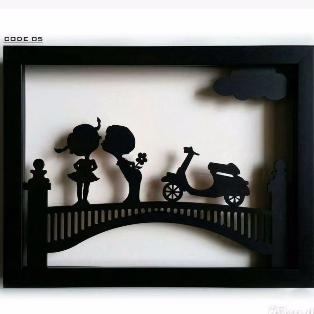 تابلو دکوری سایه طرح کودک روی پل کد1