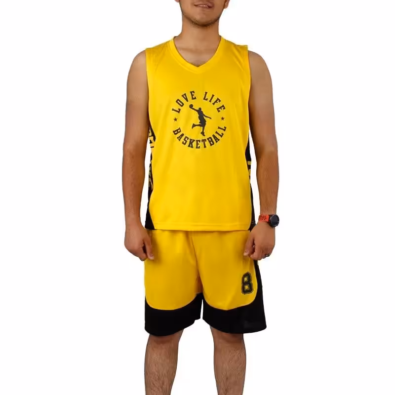 ست رکابی شلوارک بسکتبال LOVE LIFE NZD | زرد