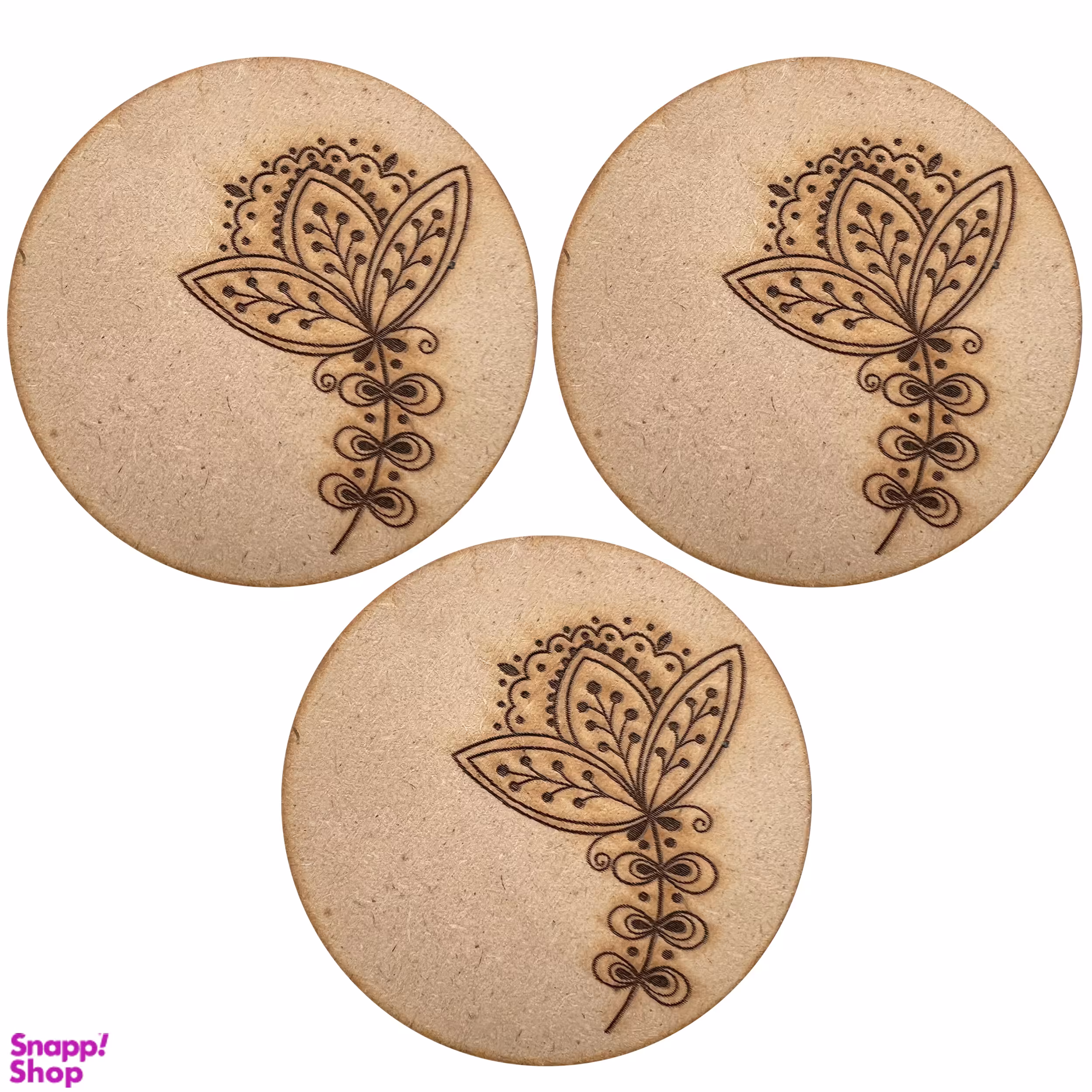 اسلایس چوبی خام مدل شاخه گل کد 87 مجموعه 3 عددی