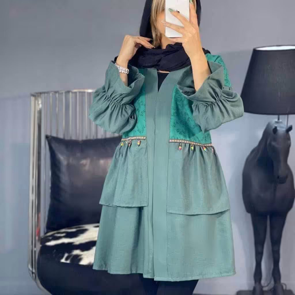 مانتو بابوس چین دار کوتاه