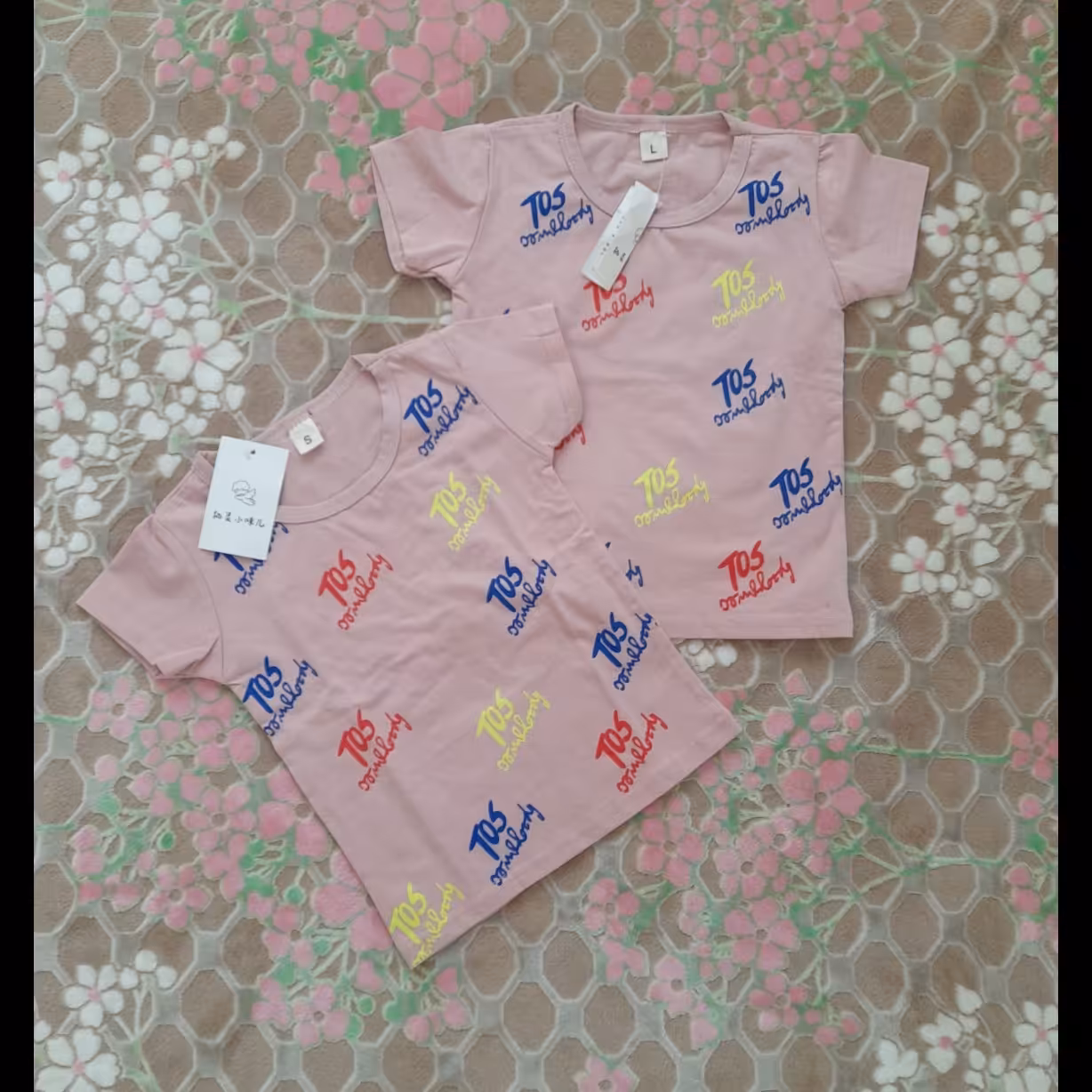 تیشرت تک دخترانه وپسرانه اسپرت سایزلارج رنگ گلبهی