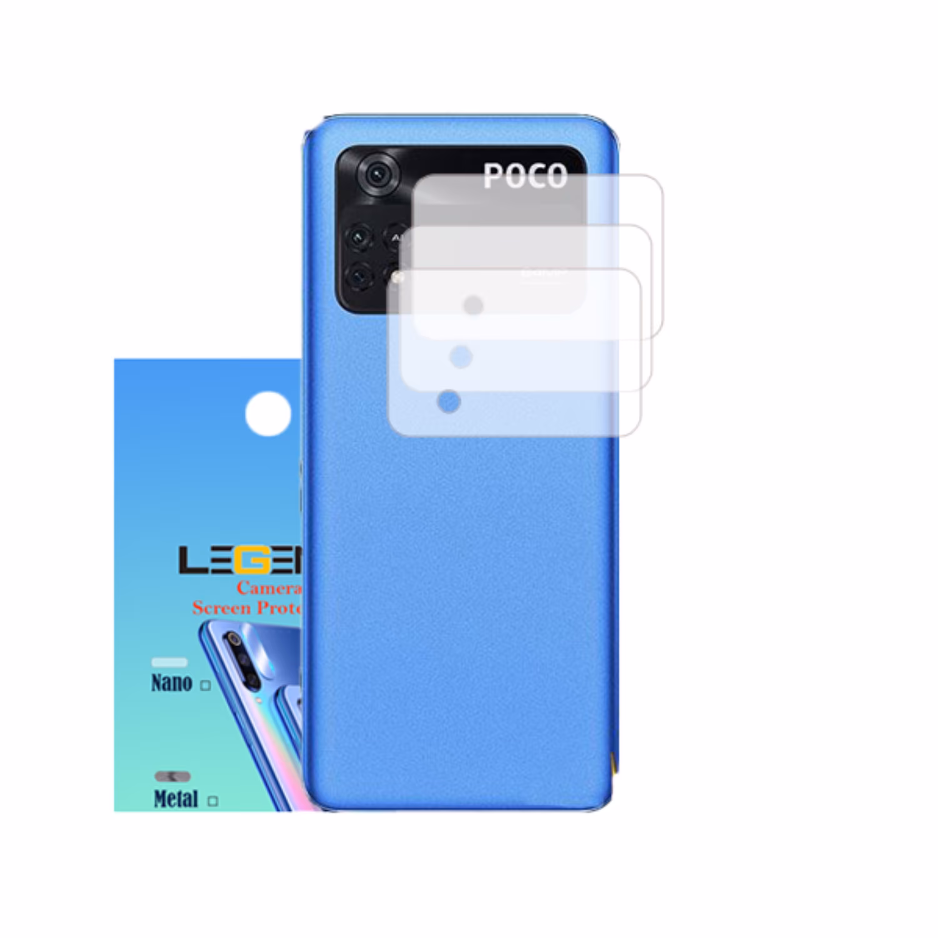 محافظ لنز دوربین لجند مدل نانو گلس مناسب موبایل شیائومی Poco M4 Pro بسته 3 عددی