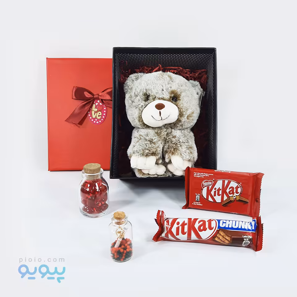 هدیه لوکس با عروسک خرس پنبه ای لاکچری