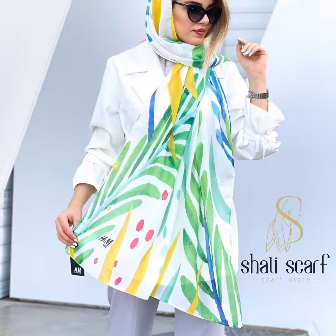 شال نخی آبرنگی اورجینال رنگ بسیار شاد و شیک