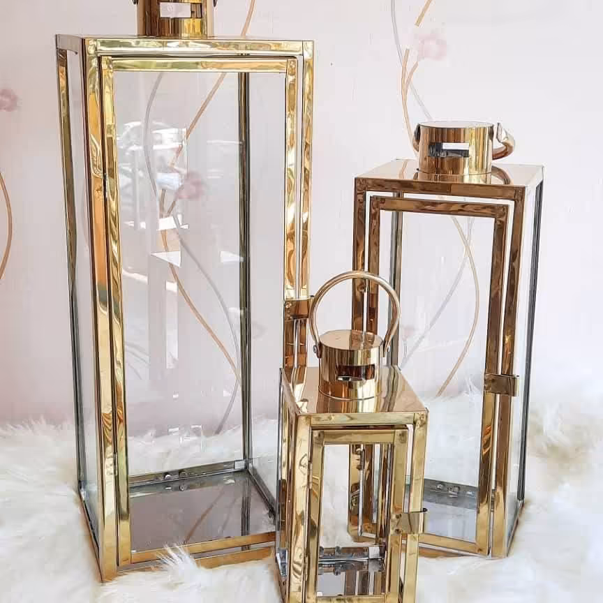 فانوس کنار سالنی طلایی سه سایزی