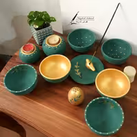 هفتسین فیروزه ای- طلایی 10 تکه