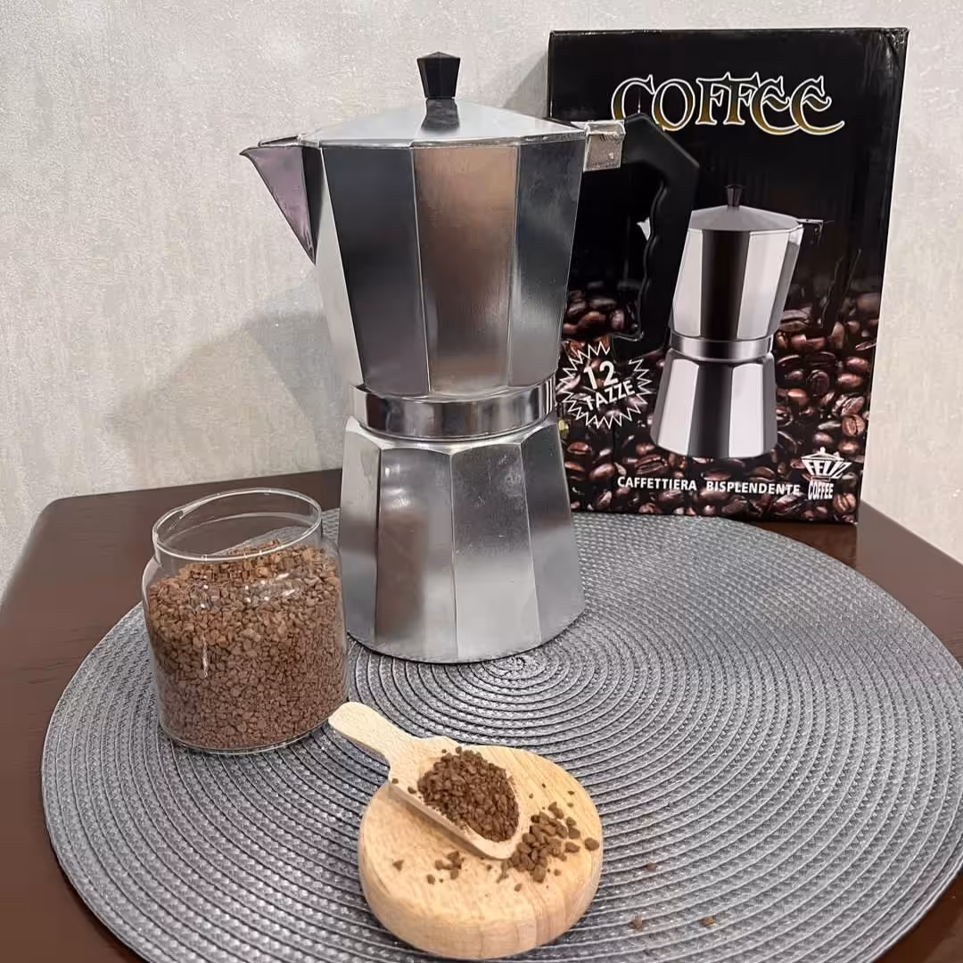 قهوه جوش یا اسپرسو ساز  دستی 12 کاپ ،استیل
