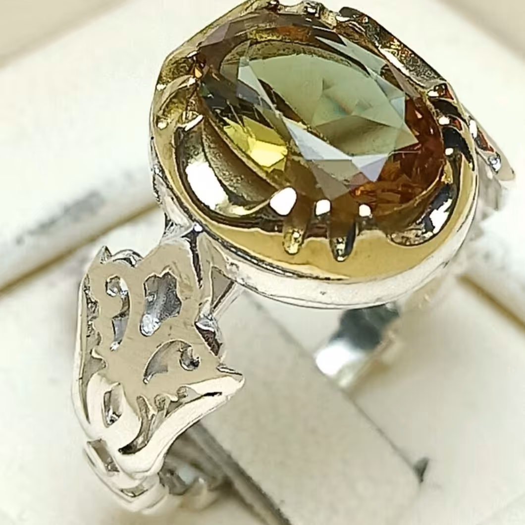  انگشتر نقره مردانه همراه با سنگ الکساندریت 3