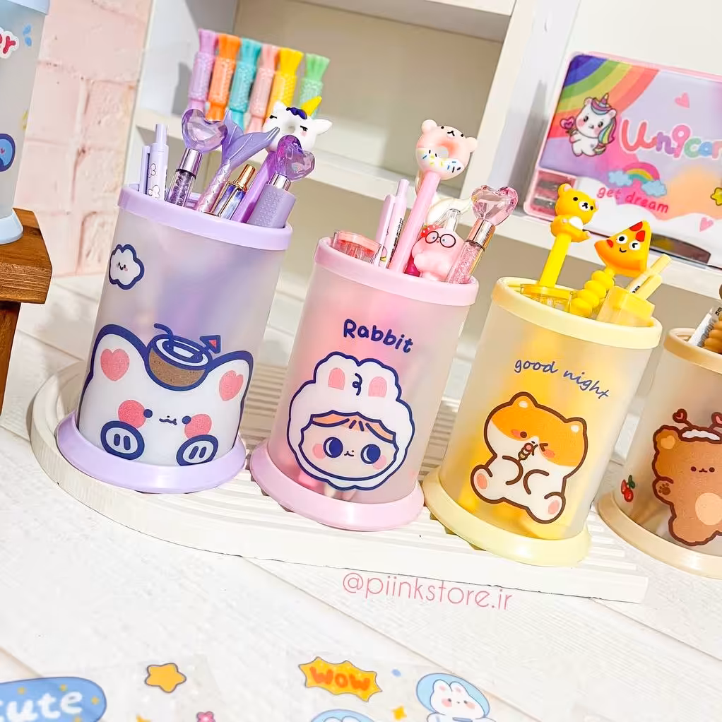 جاقلمی رومیزی فانتزی طلقی طرح حیوانات (جامدادی رومیزی )