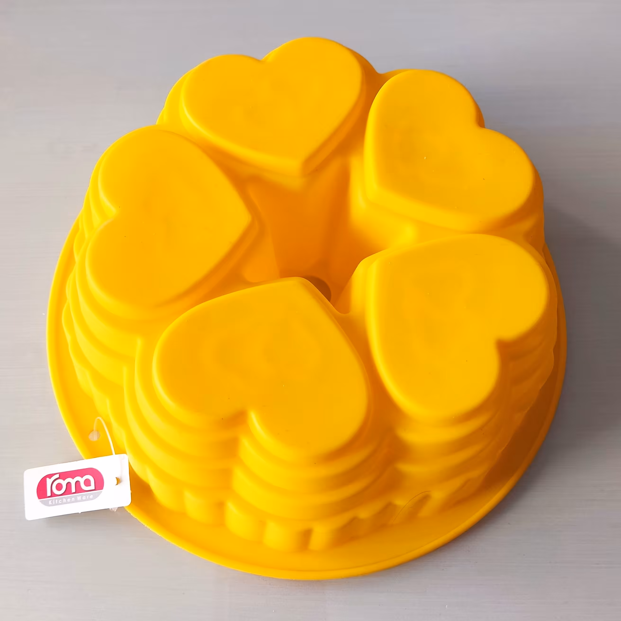 قالب سیلیکونی کف 5 قلب قطر 24 و عمق 8 سانت وزن 160 گرم 