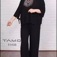 ست تی شرت و شلوار چاپدار بزرگ سایز و خنک - کد 951