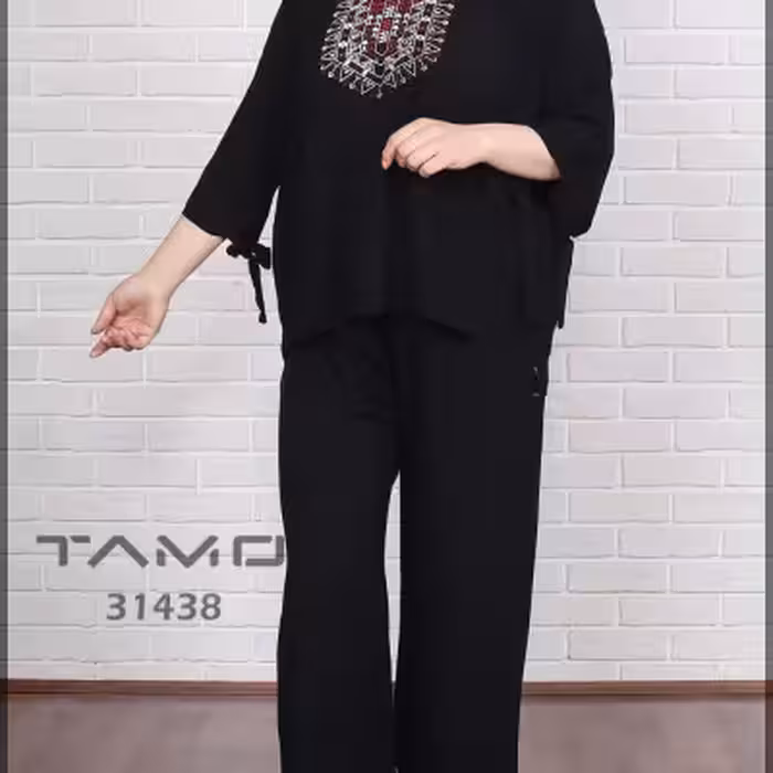 ست تی شرت و شلوار چاپدار بزرگ سایز و خنک - کد 951