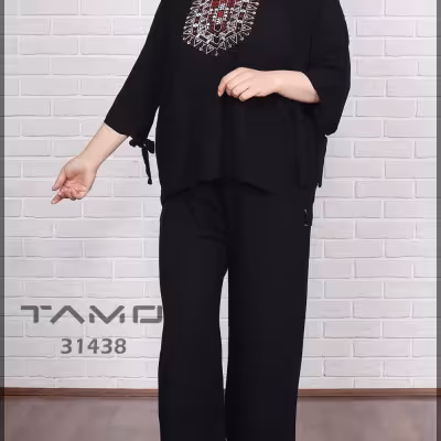 ست تی شرت و شلوار چاپدار بزرگ سایز و خنک - کد 951