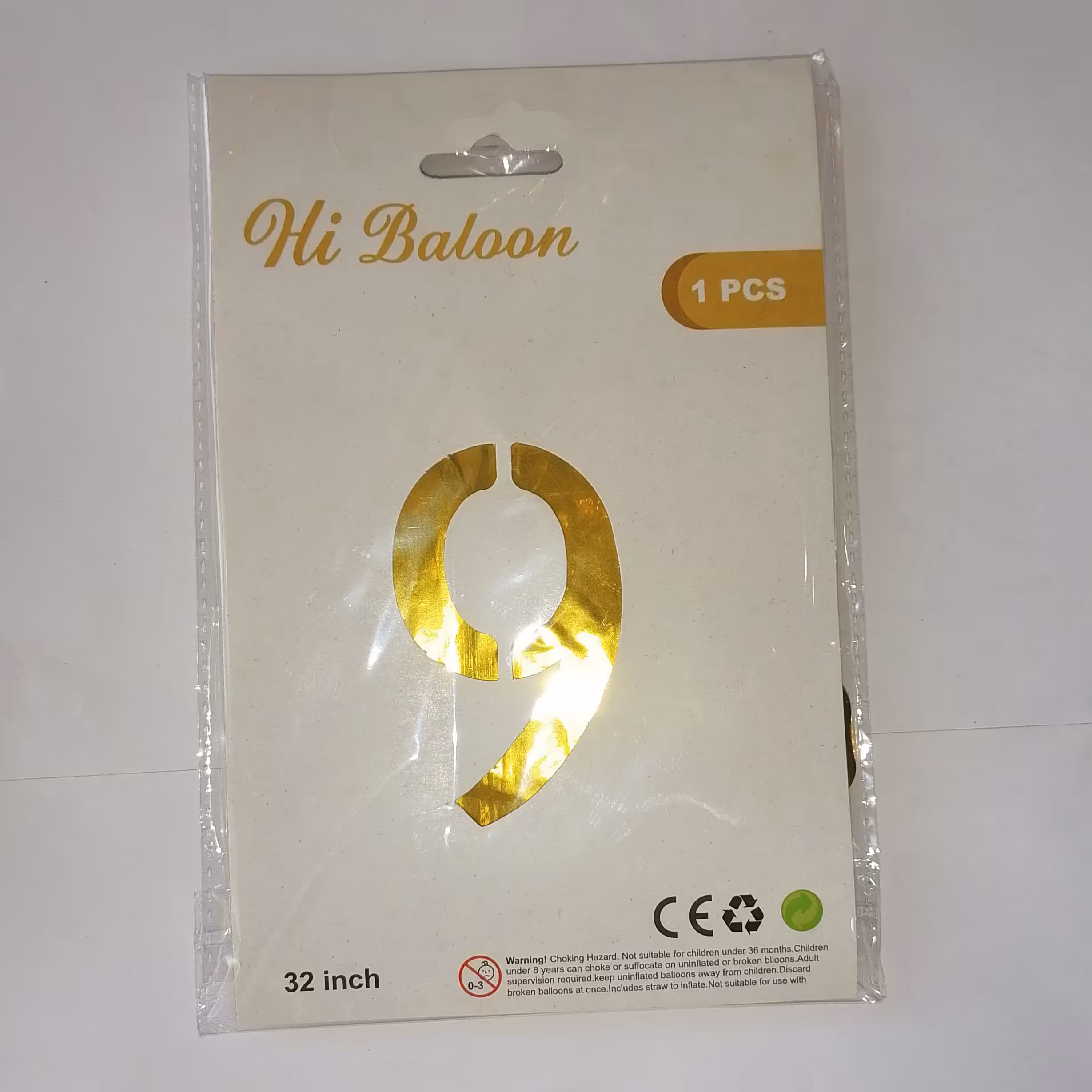 بادکنک فویلی عددی 9 طلایی