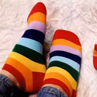 جوراب طرح رنگین کمانی ریز بافت