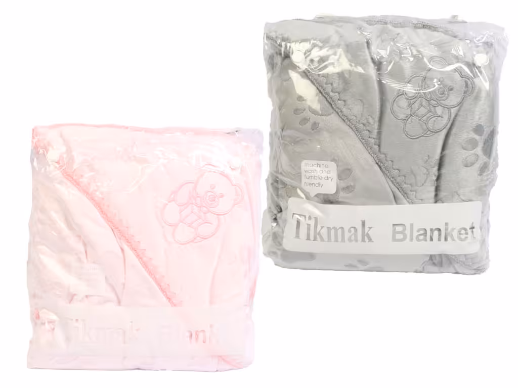 پتو نوزادی کلاه دار مخمل پولیشی طرح رد پای خرس تیک مک tikmak