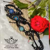 دستبند چرم  کار شده با روژین جذاب 