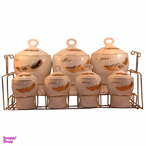 جای ادویه و پا سماوری مام لوکس مدل پر کد 975 مجموعه 7 پارچه