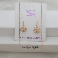 گوشواره بخیه ای ترند مارک YSX فوق العاده شیک آبکاری طلا شده و کاملا رنگ ثابت 