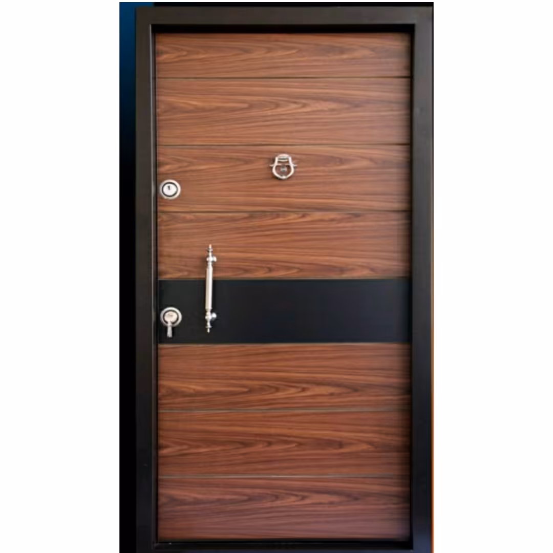 درب ضد سرقت مدل پله ای دو رنگ روکش لامینوکس cnc 