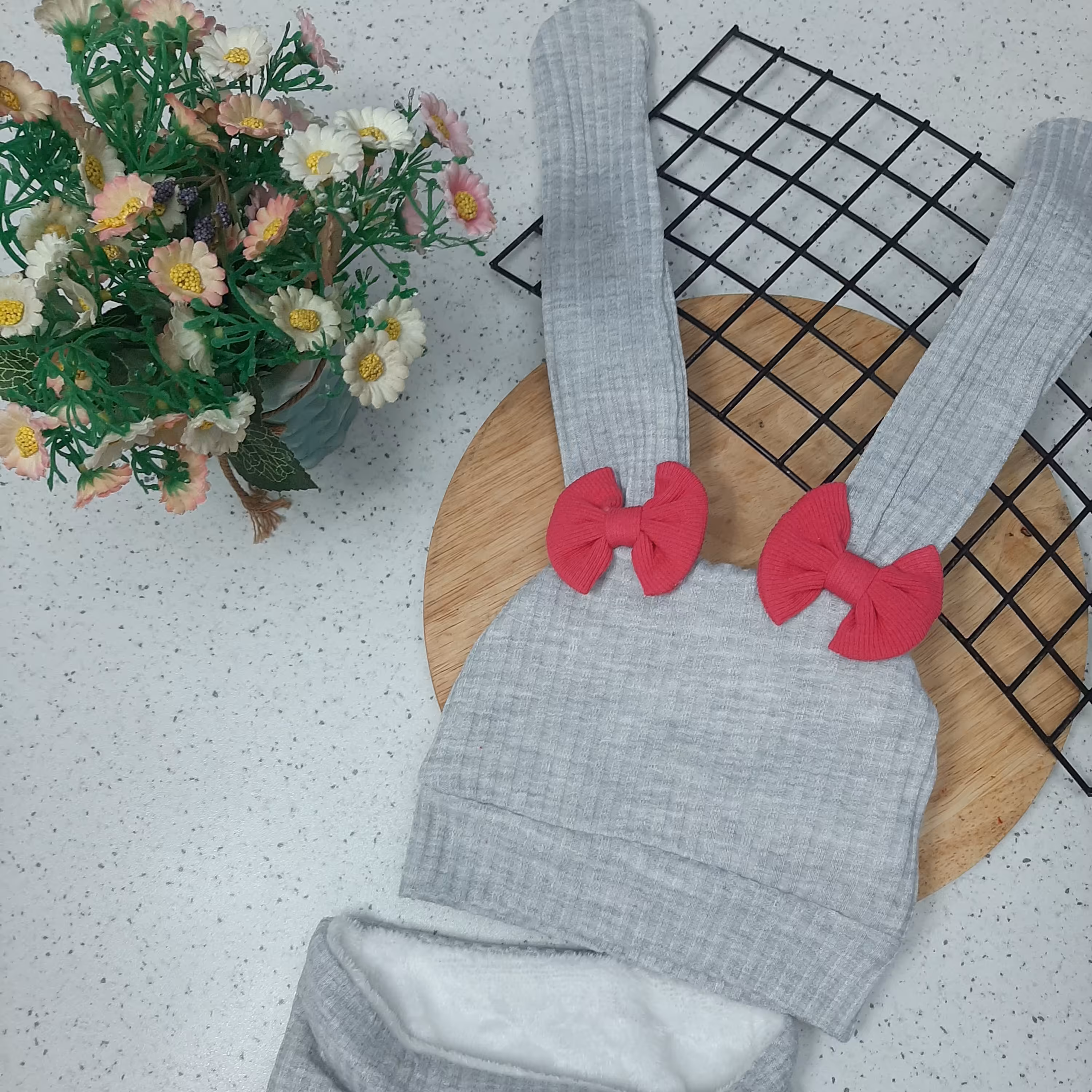 کلاه و شال رینگی مدا خرگوش گوش دراز مناسب تا 3ماه