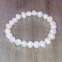 مروارید پرورشی طبیعی اصل ،نامنظم  دستبند سفید سایز 8 هفت رنگ