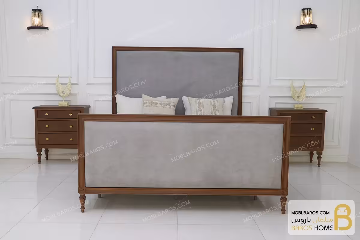 سرویس خواب دونفره چوبی کلاسیک مدل ماهور کد 2