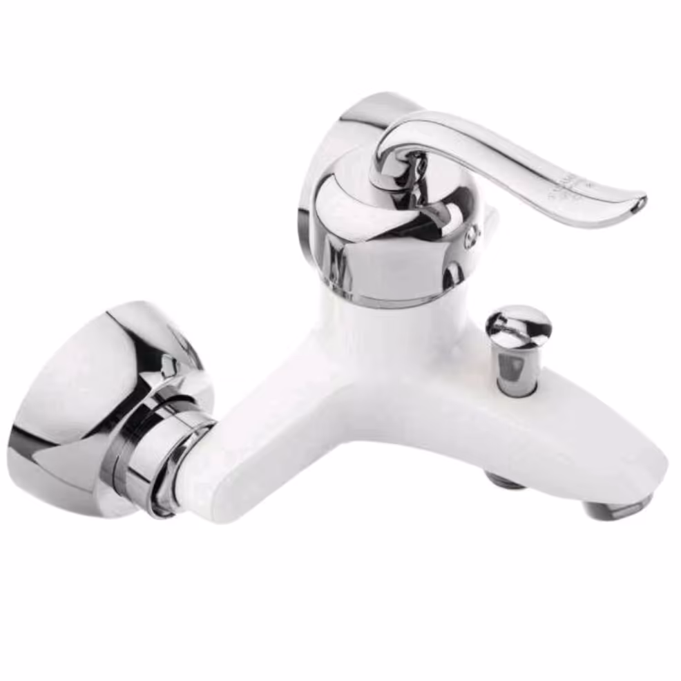 شیر حمام سفید کروم 