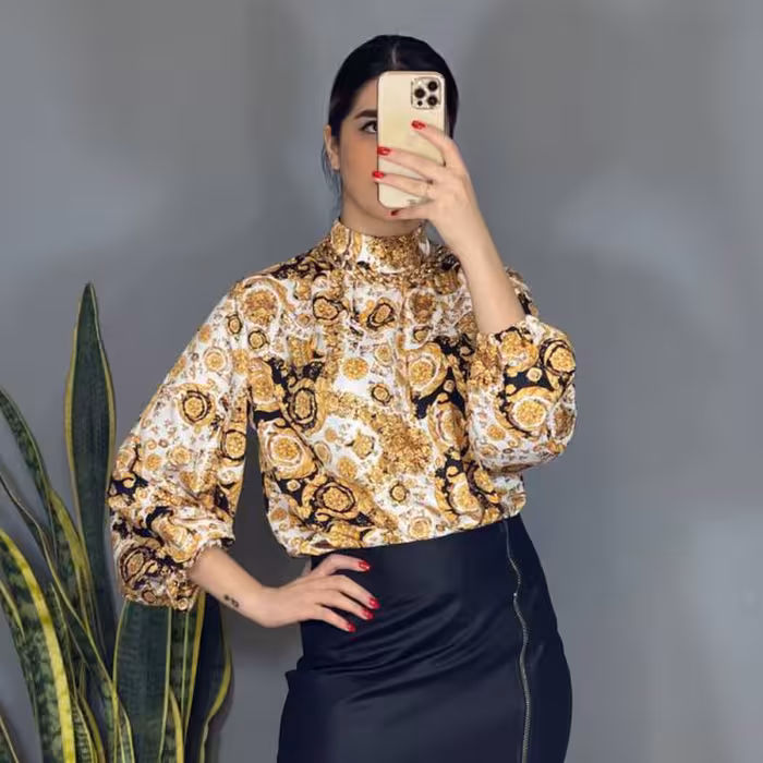 شومیز زنانه سایز بزرگ جنس ساتن مجلسی  مناسب برای سایزهای 40 تا 48